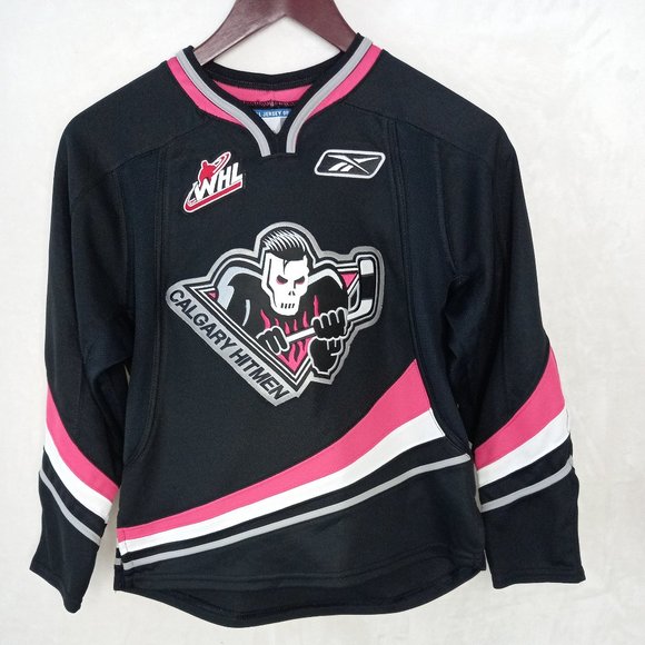 Reebok Calgary Hitmen Minor Hockey WHL Pink Jersey (Youth Small) - Picture 1 of 8